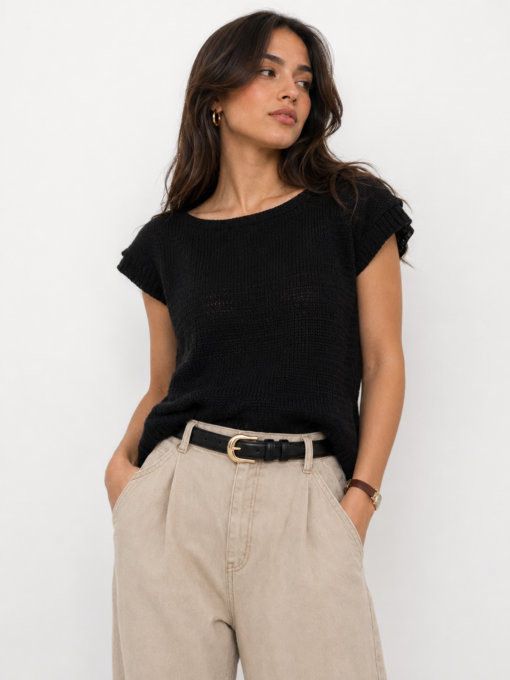 Classic Gold Buckle Slim Belt