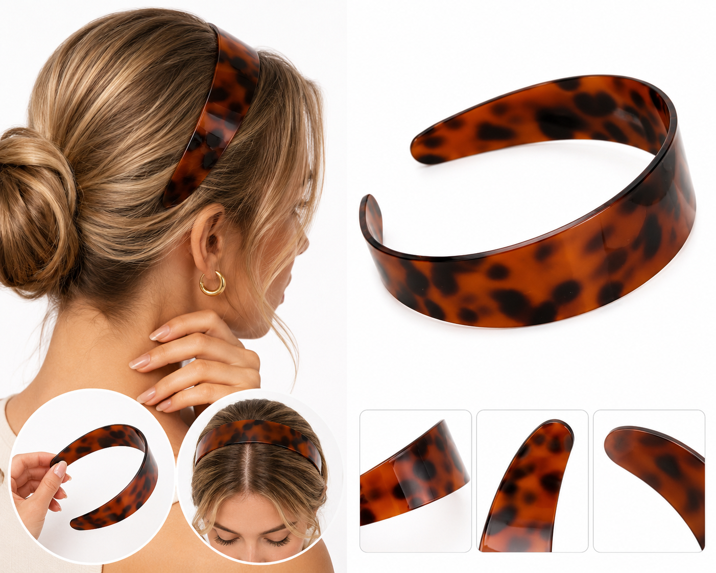 Fashion Acetate Headband  BLOND HAVANA Color Matching Hair Band Wide Headband Women Girls Hair Accessories
