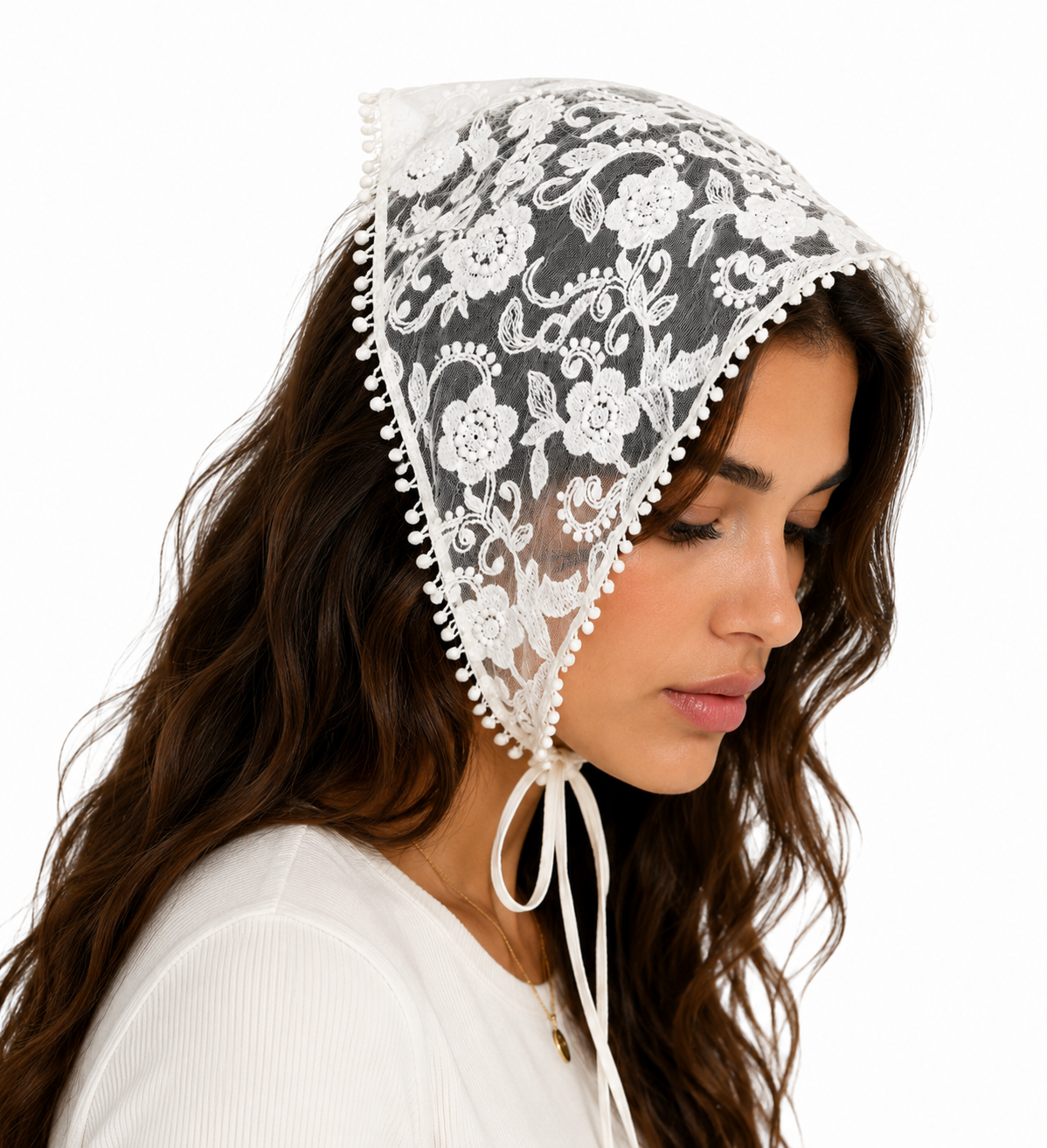 Lace Blossom Head Scarf