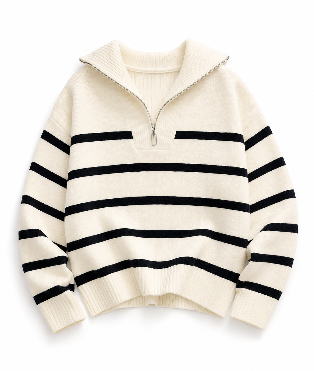 Coastal Stripe Quarter-Zip Sweater