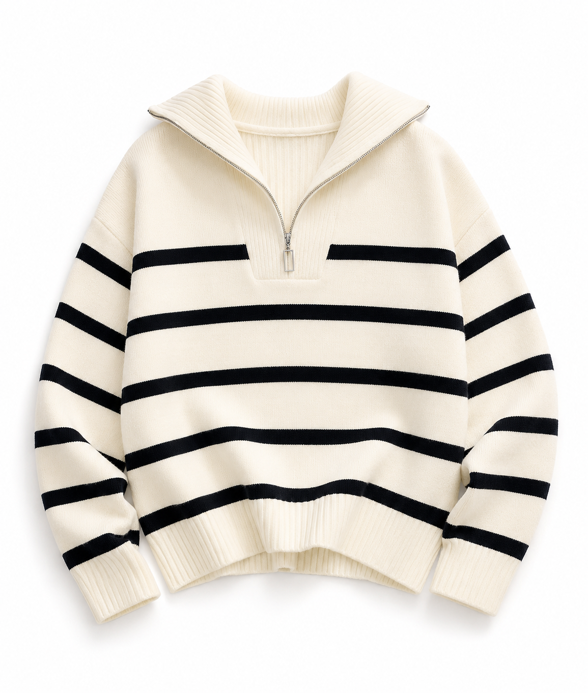 Coastal Stripe Quarter-Zip Sweater