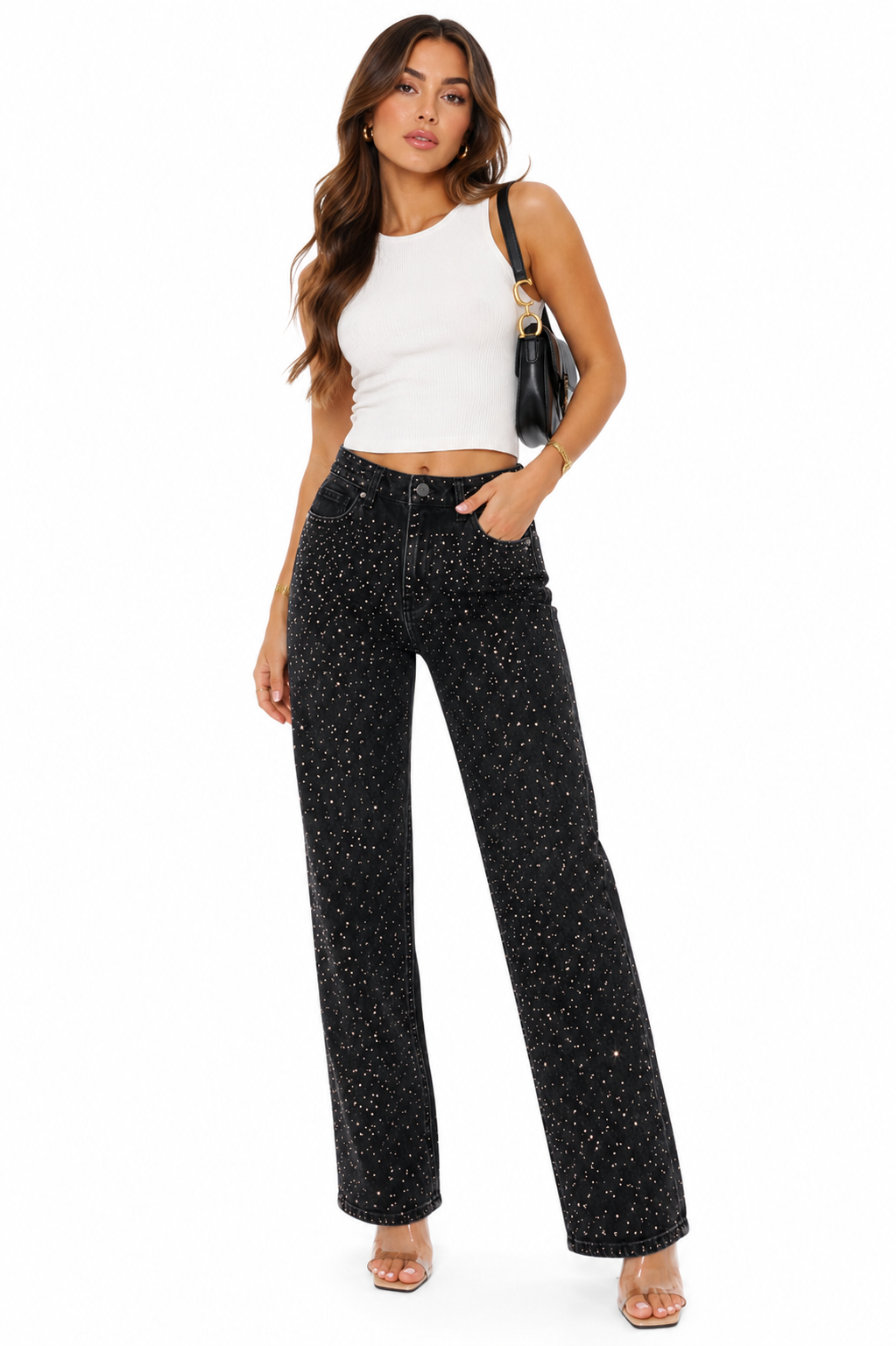 Starlight Rhinestone Wide-Leg Jeans