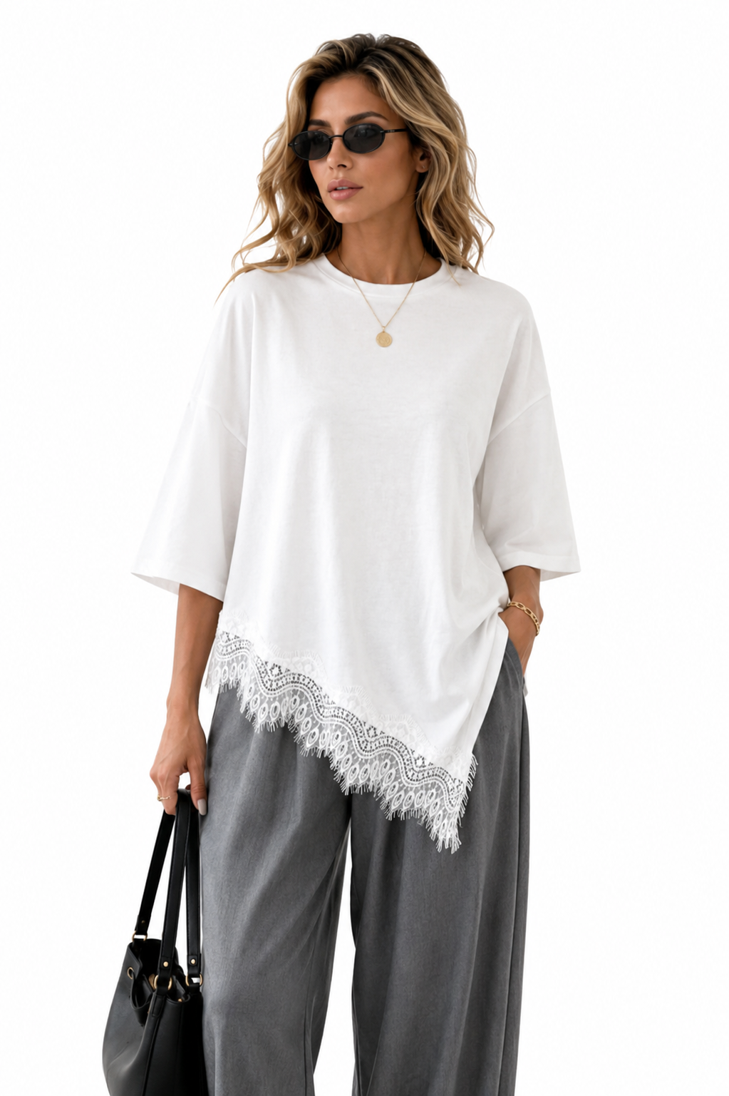 2026 Summer New Arrival Women's Oversized Ruffle Print Leopard Print Padded Lacing Loose Fit T-Shirt
