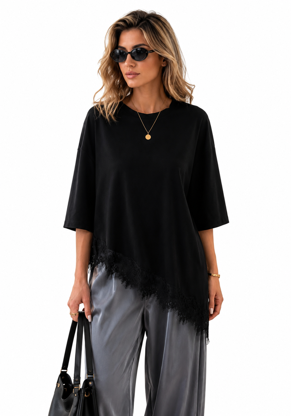 2026 Summer New Arrival Women's Oversized Ruffle Print Leopard Print Padded Lacing Loose Fit T-Shirt