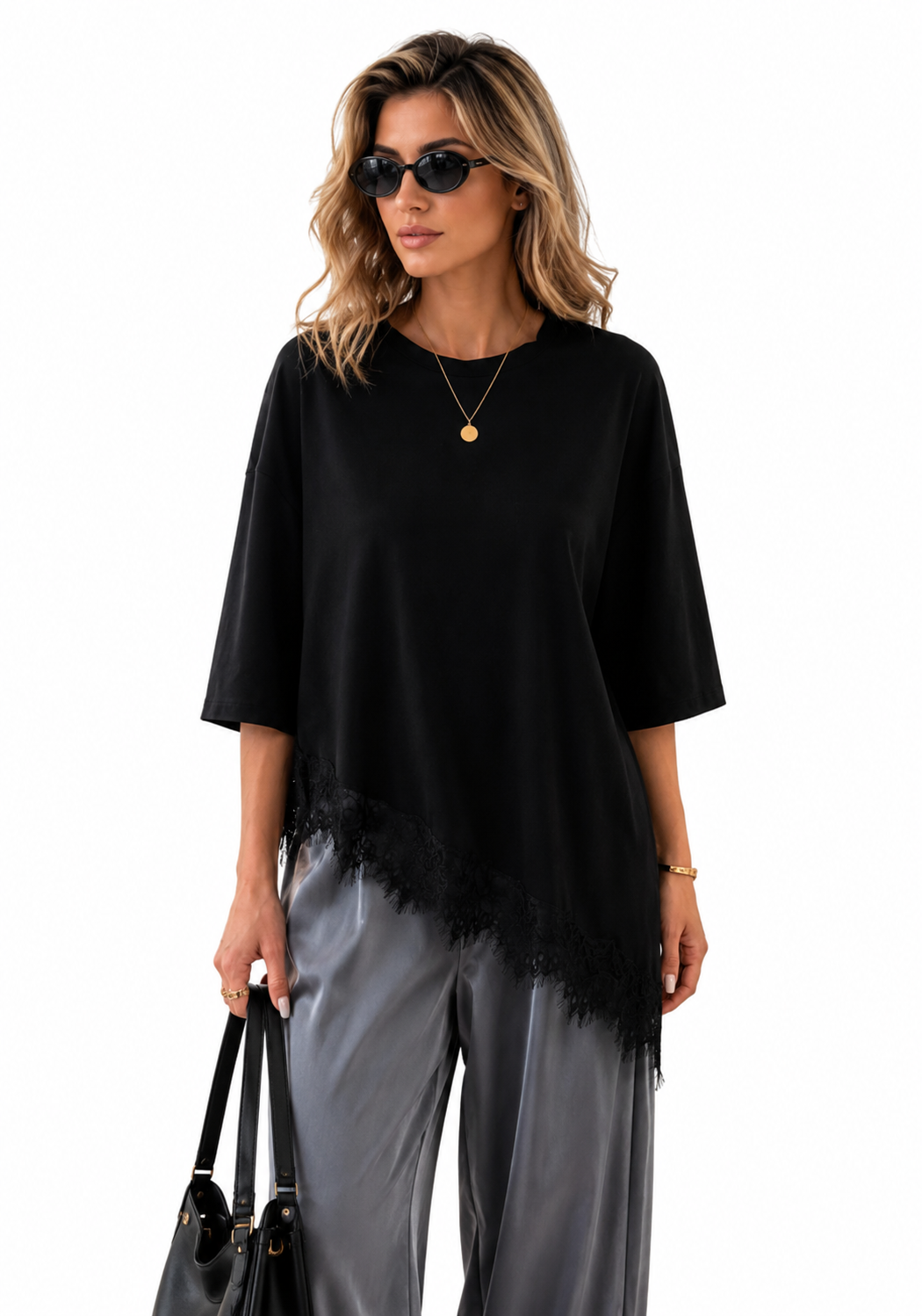 2026 Summer New Arrival Women's Oversized Ruffle Print Leopard Print Padded Lacing Loose Fit T-Shirt