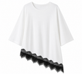 2026 Summer New Arrival Women's Oversized Ruffle Print Leopard Print Padded Lacing Loose Fit T-Shirt