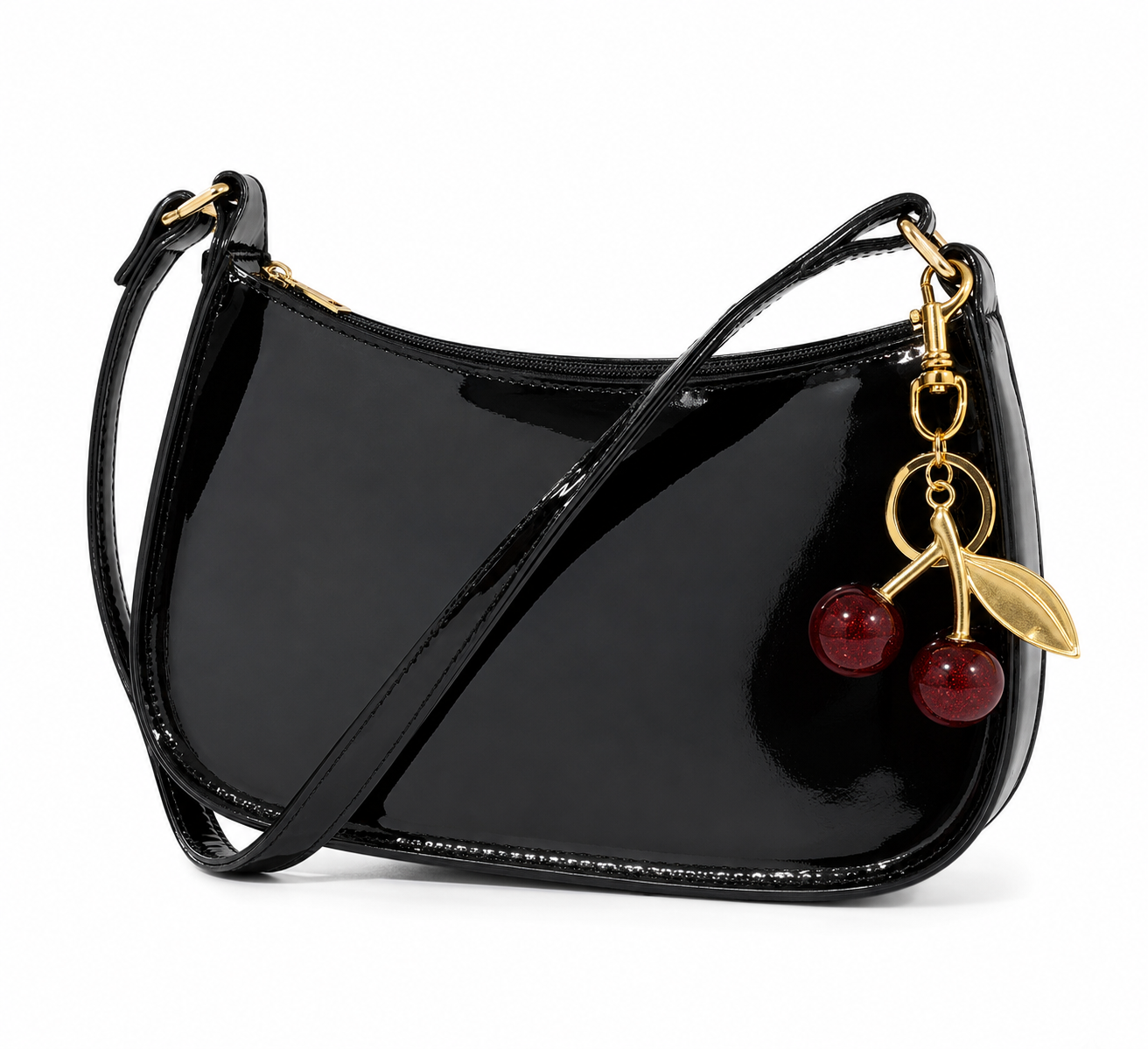 Cherry Luxe Patent Shoulder Bag
