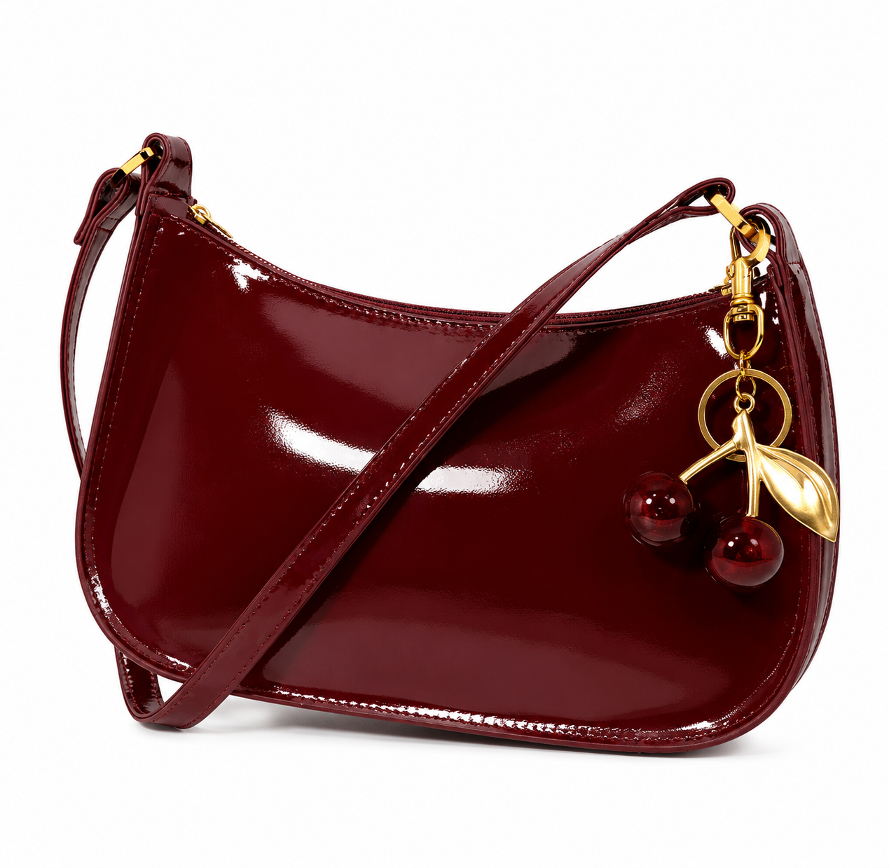 Cherry Luxe Patent Shoulder Bag