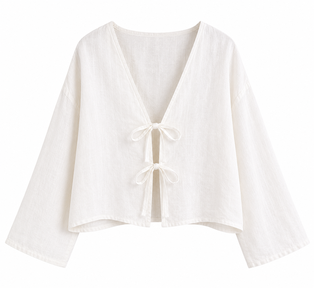 Isla Linen Tie-Front Blouse