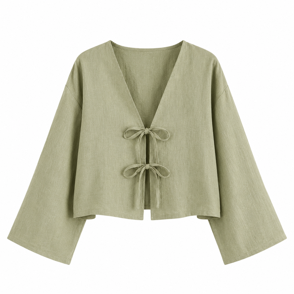 Isla Linen Tie-Front Blouse