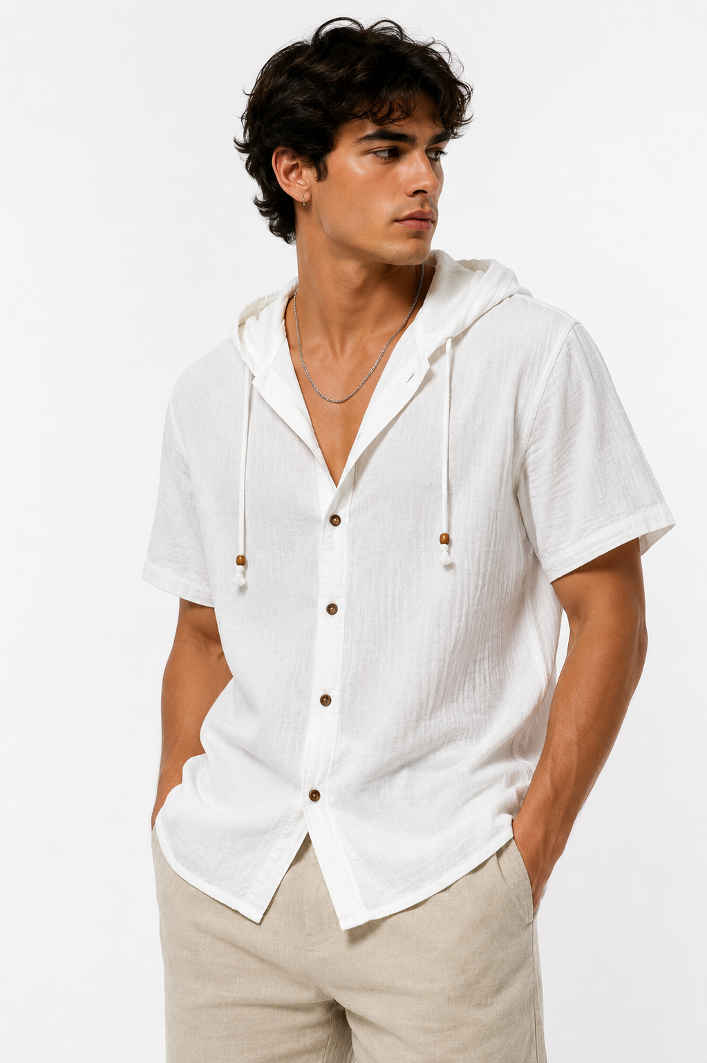 Linen Hooded Summer Shirt