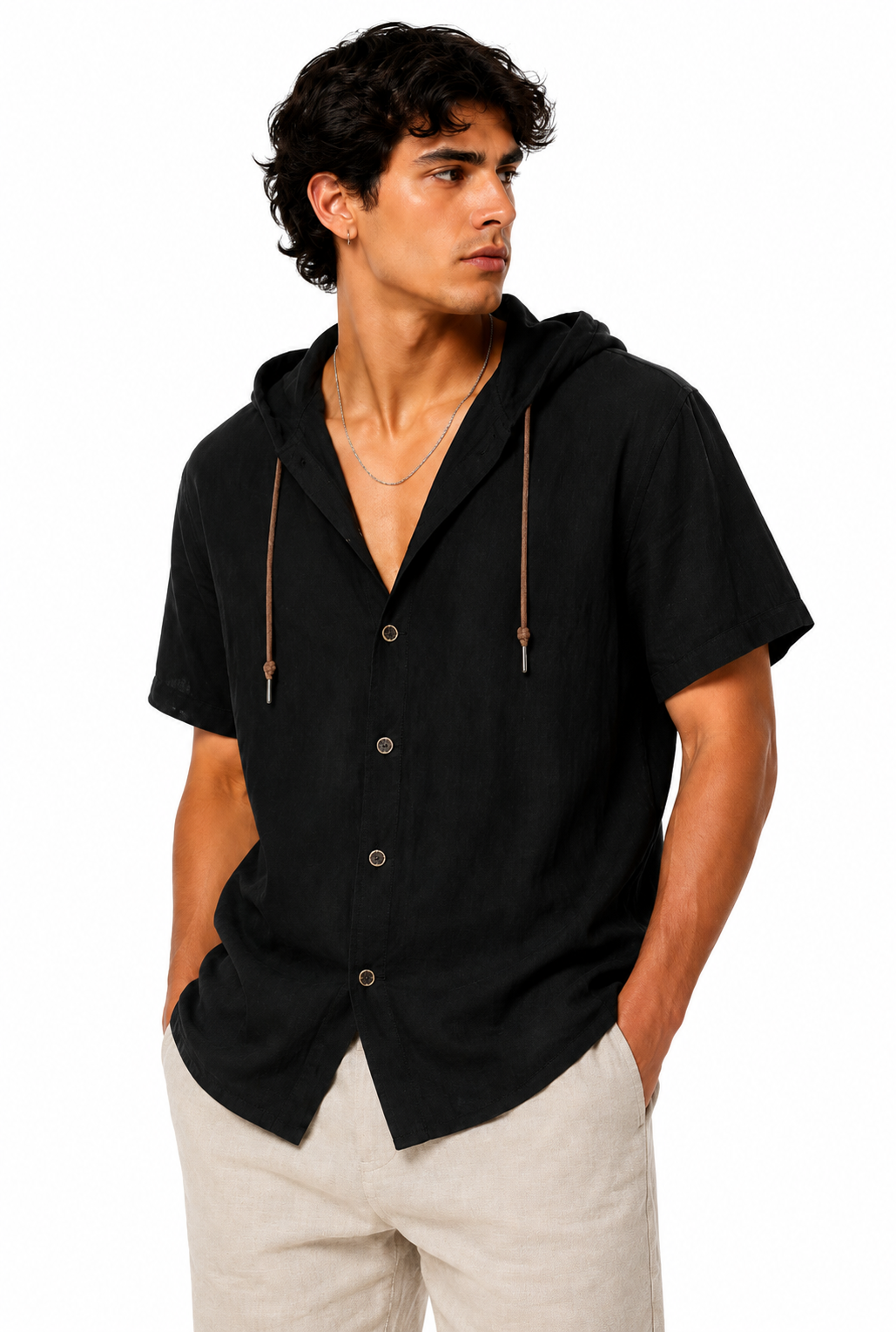 Linen Hooded Summer Shirt