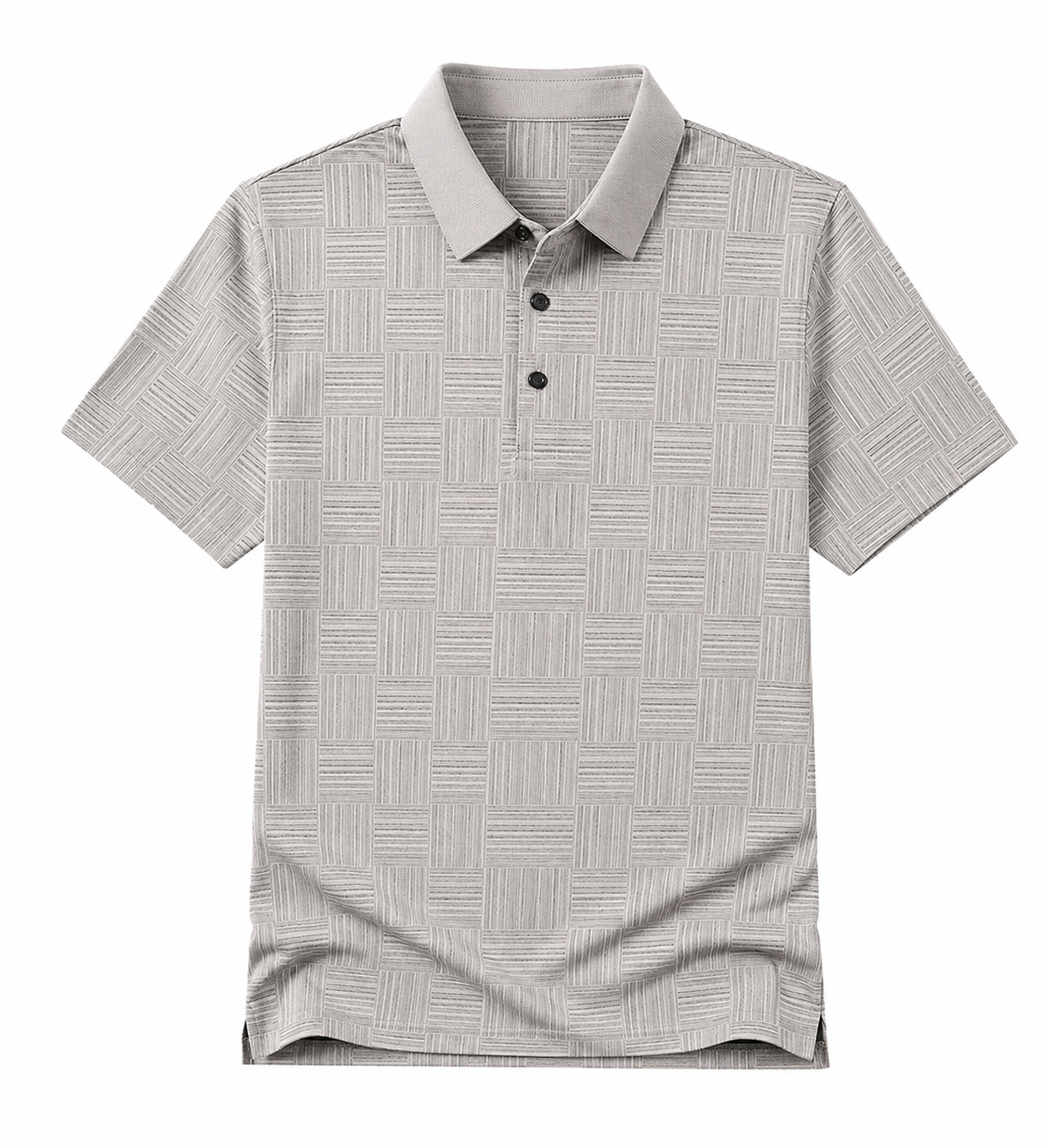 Men's Textured Short Sleeve Polo Shirt