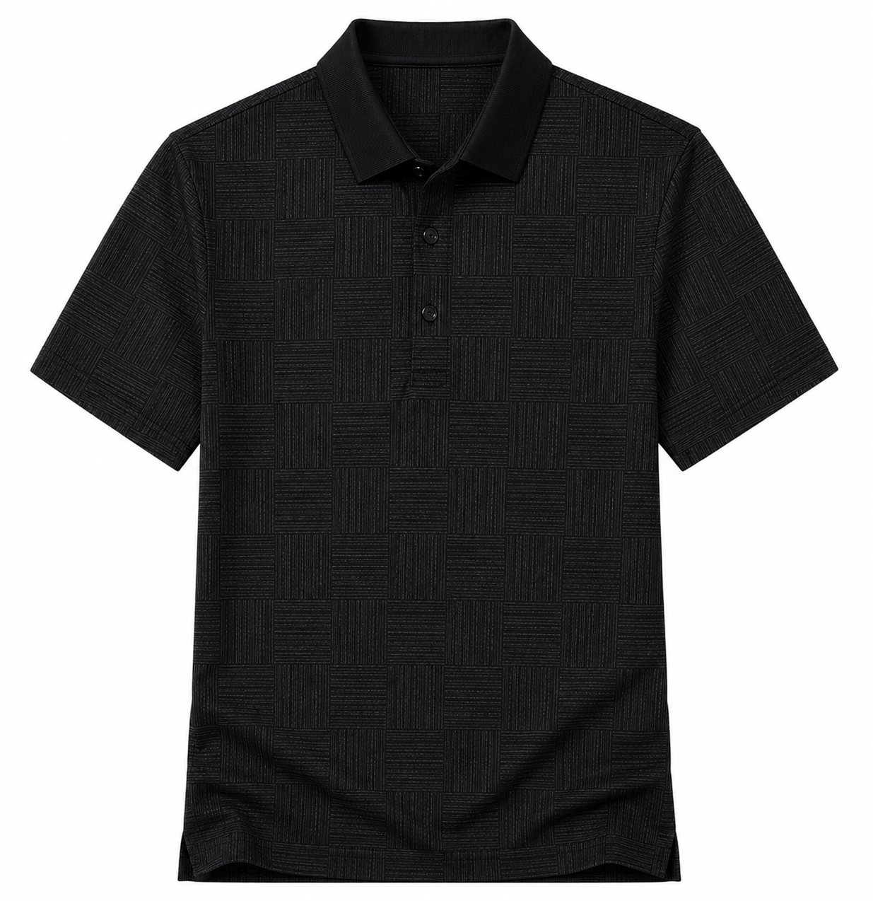 Men's Textured Short Sleeve Polo Shirt