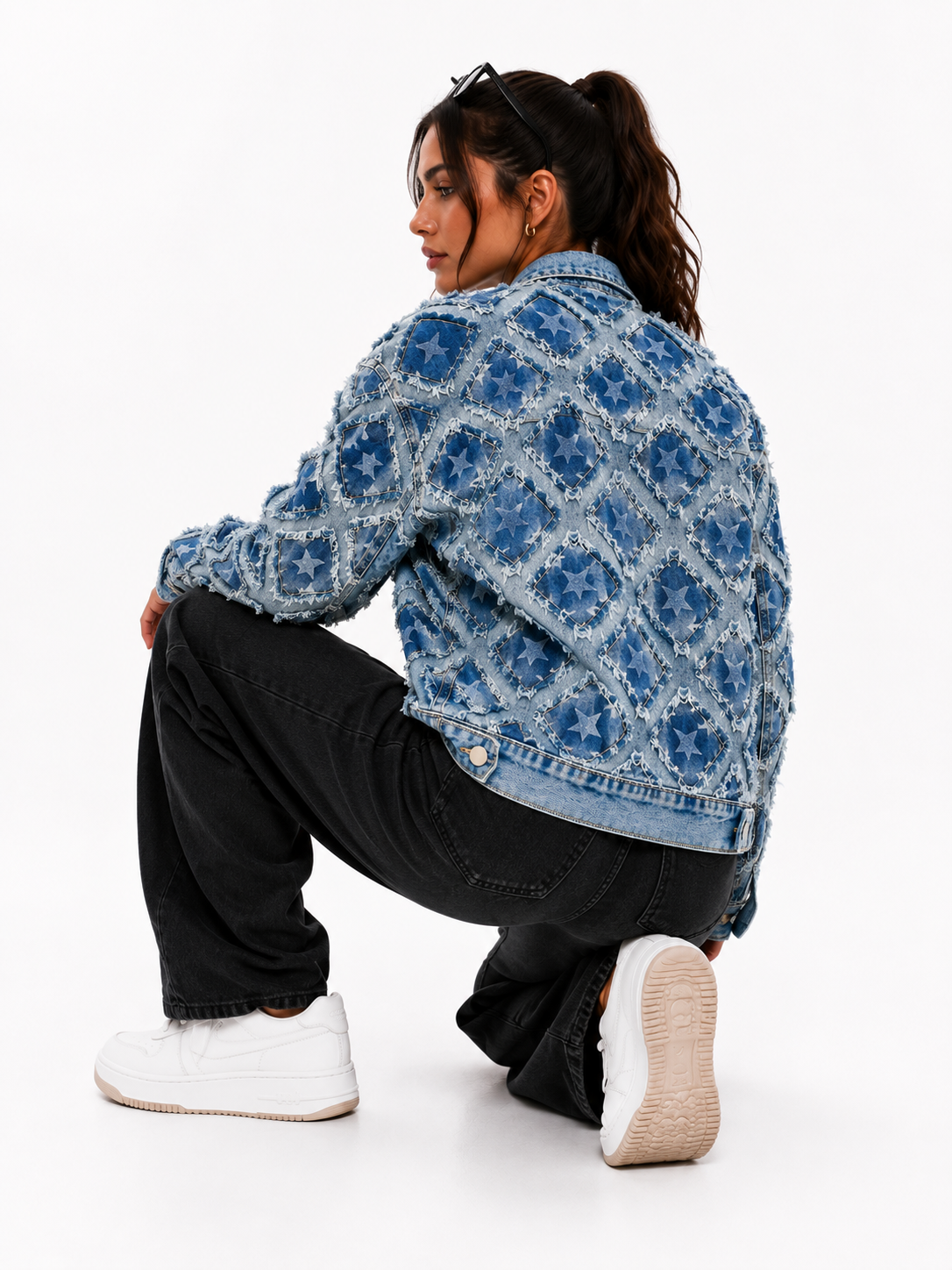 Vintage Star Print Denim Jacket
