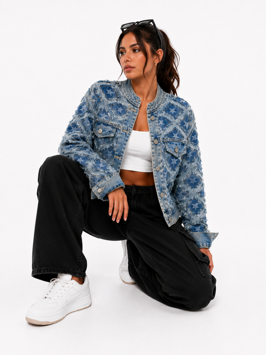 Vintage Star Print Denim Jacket