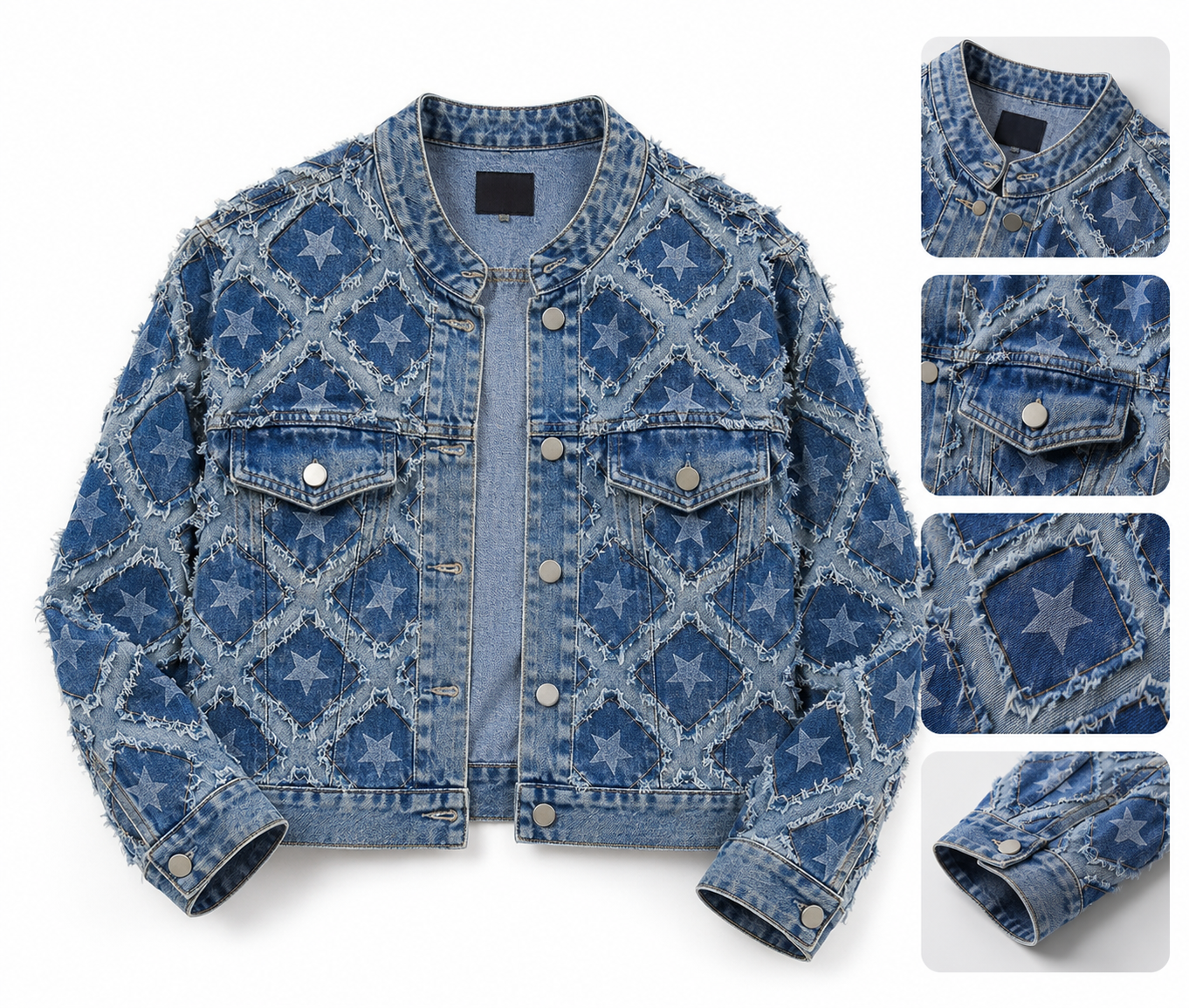 Vintage Star Print Denim Jacket