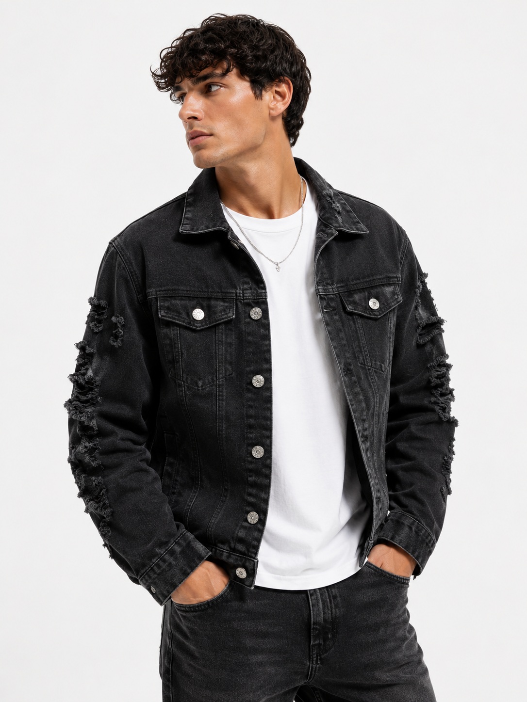 Ripped Distressed Denim Jacket