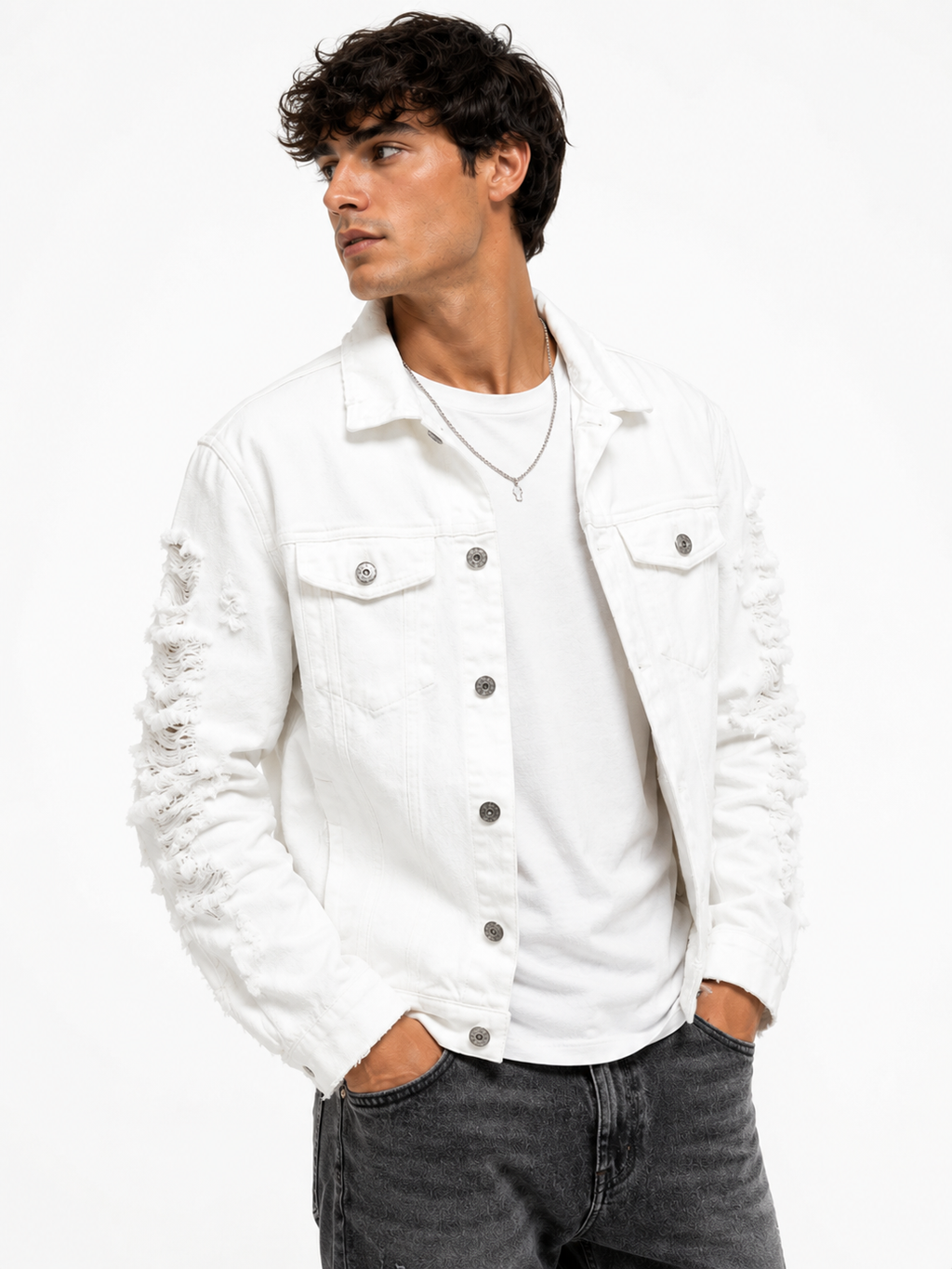 Ripped Distressed Denim Jacket