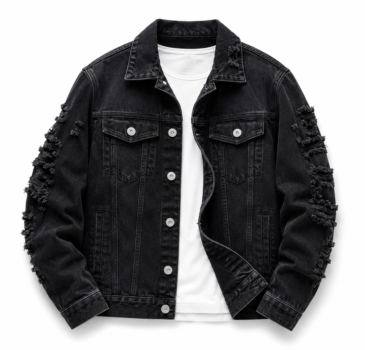 Ripped Distressed Denim Jacket