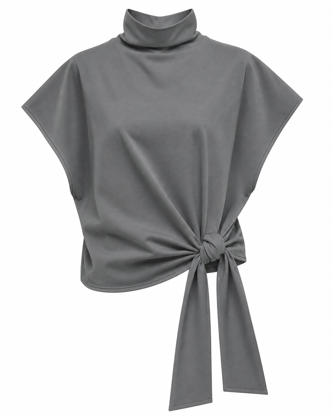 Elegant High Neck Tie-Front Blouse
