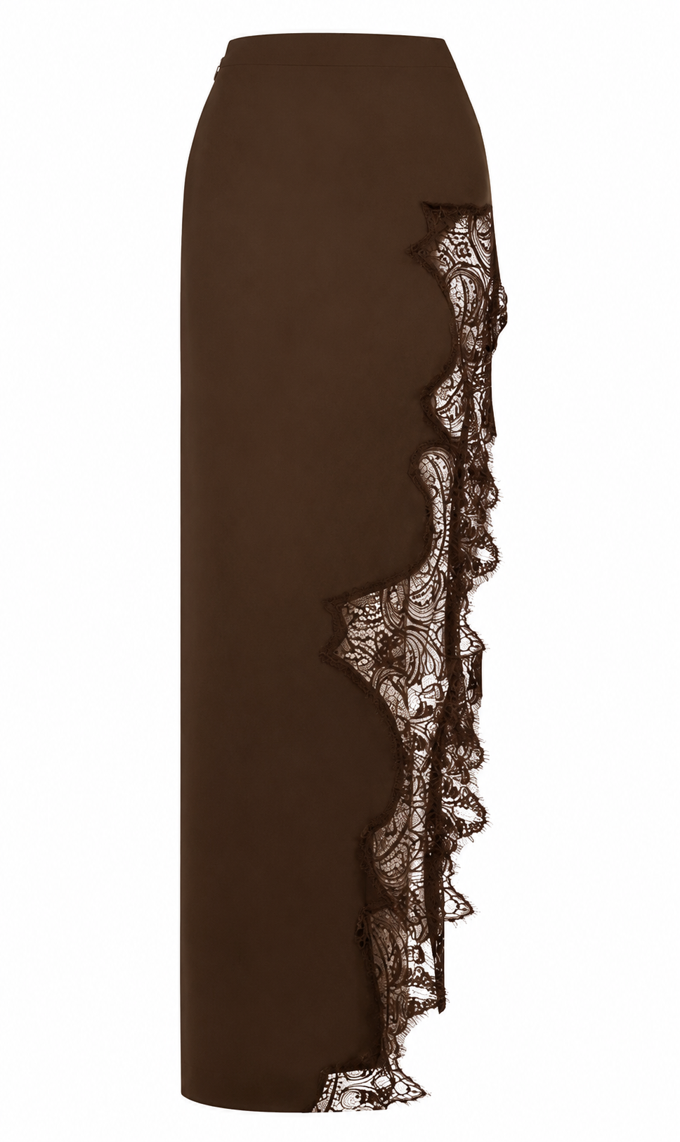 Asymmetrical Lace Trim High Slit Long Skirt