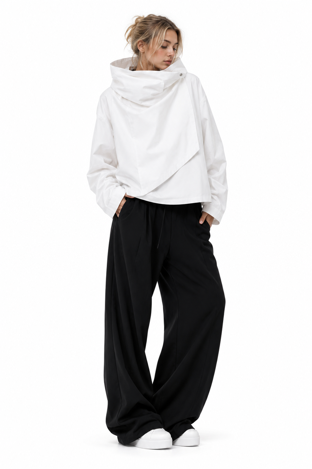 Noir Wrap High Neck Pullover