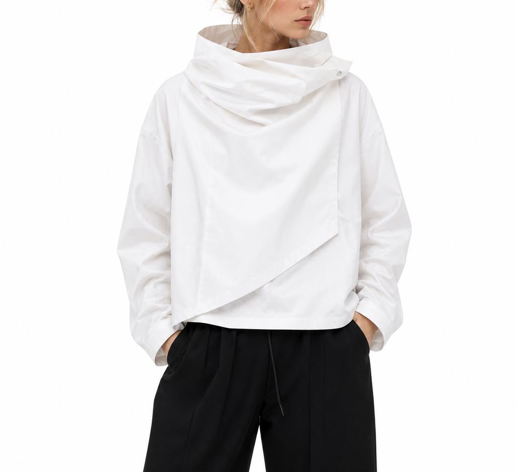 Noir Wrap High Neck Pullover