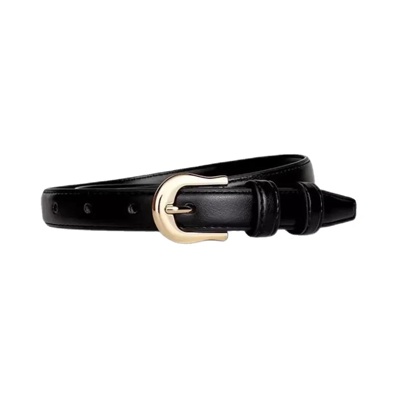 Classic Gold Buckle Slim Belt