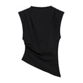 Ruched Sleeveless Asymmetric Hem Top