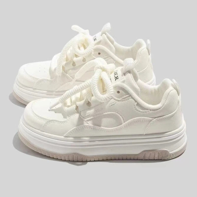 Round-Toe Lace-Up Thick-Soled Casual Shoes