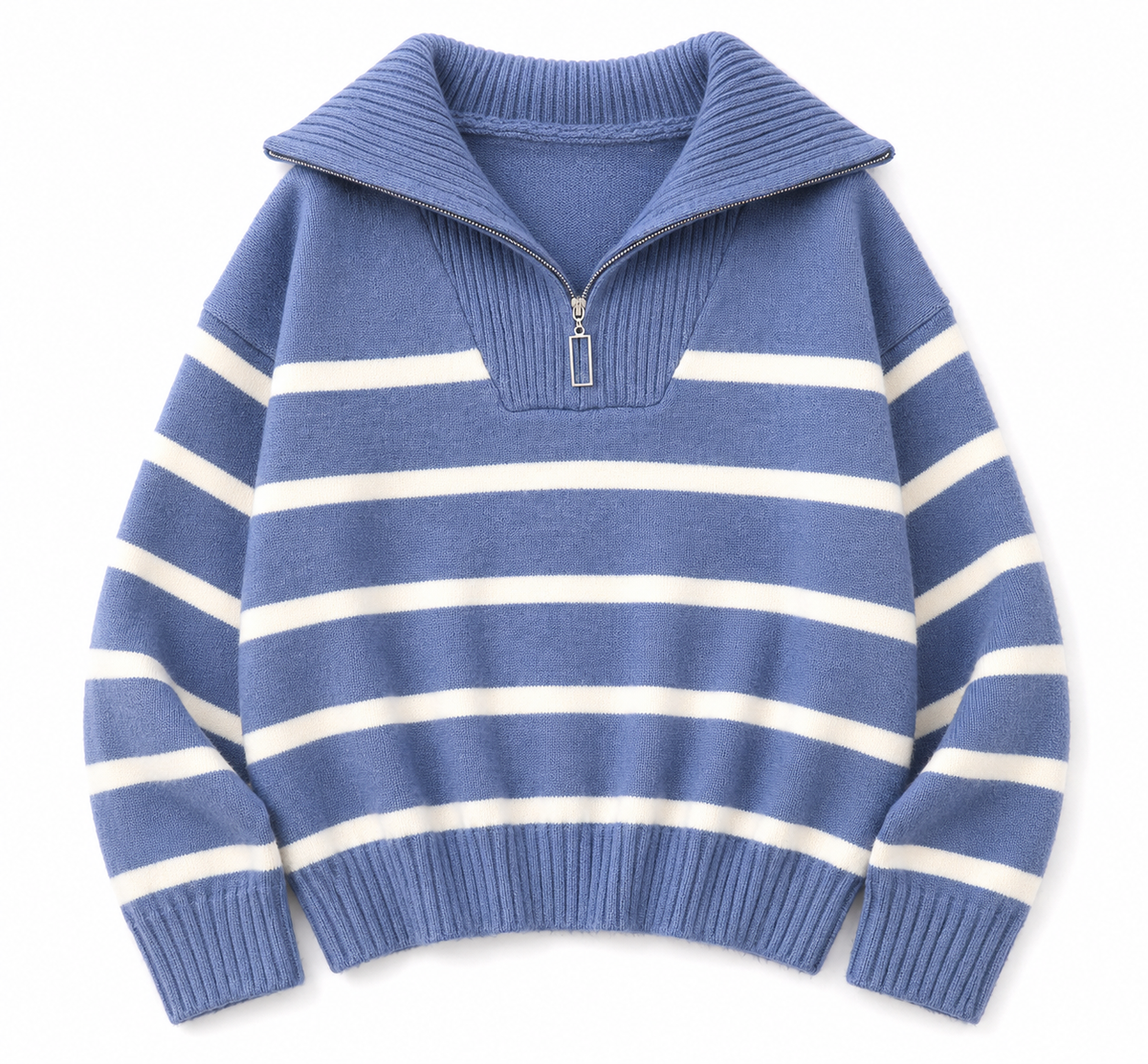 Coastal Stripe Quarter-Zip Sweater